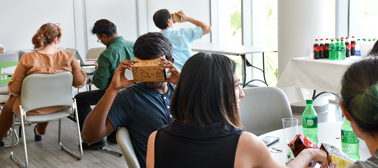people looking in Google Cardboard
